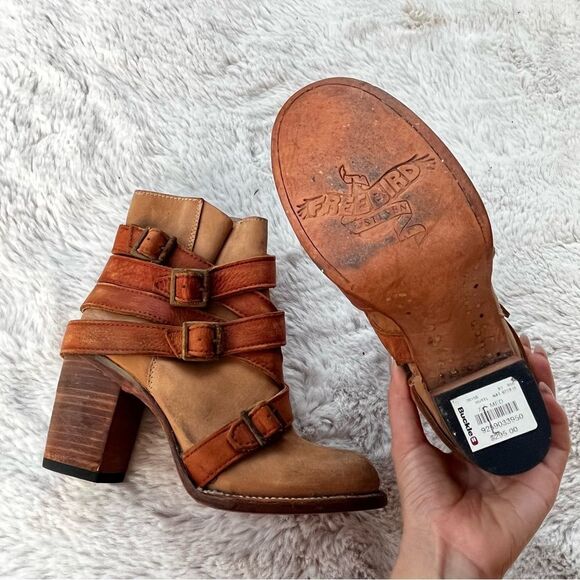 FREEBIRDS BY STEVEN Hustl Ankle Boots Strappy Buckle Sz. 7 - Picture 5 of 9